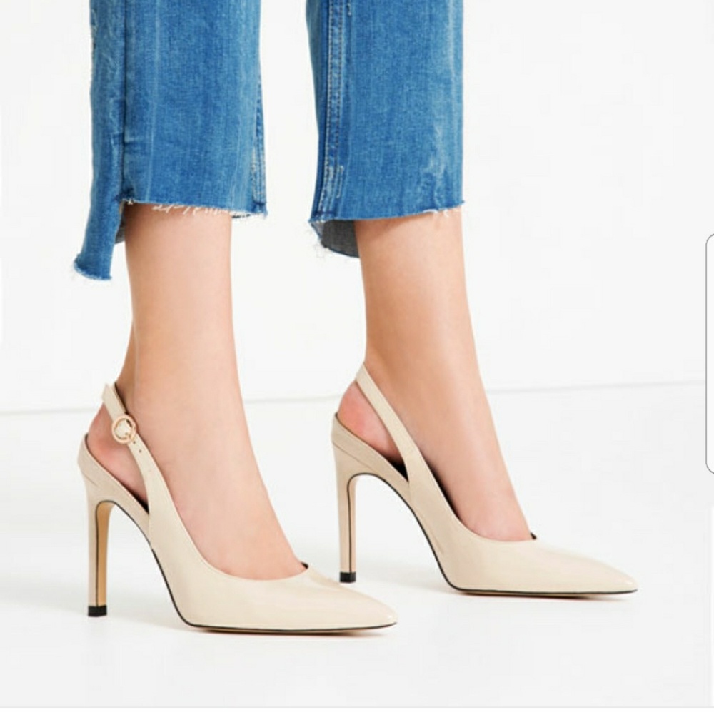Zara slingback suede and patent leather heels